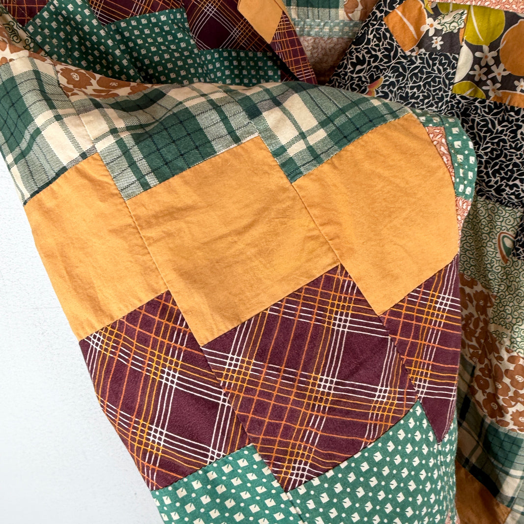 Bode Diagonal Square Patchwork Button Up LS Shirt