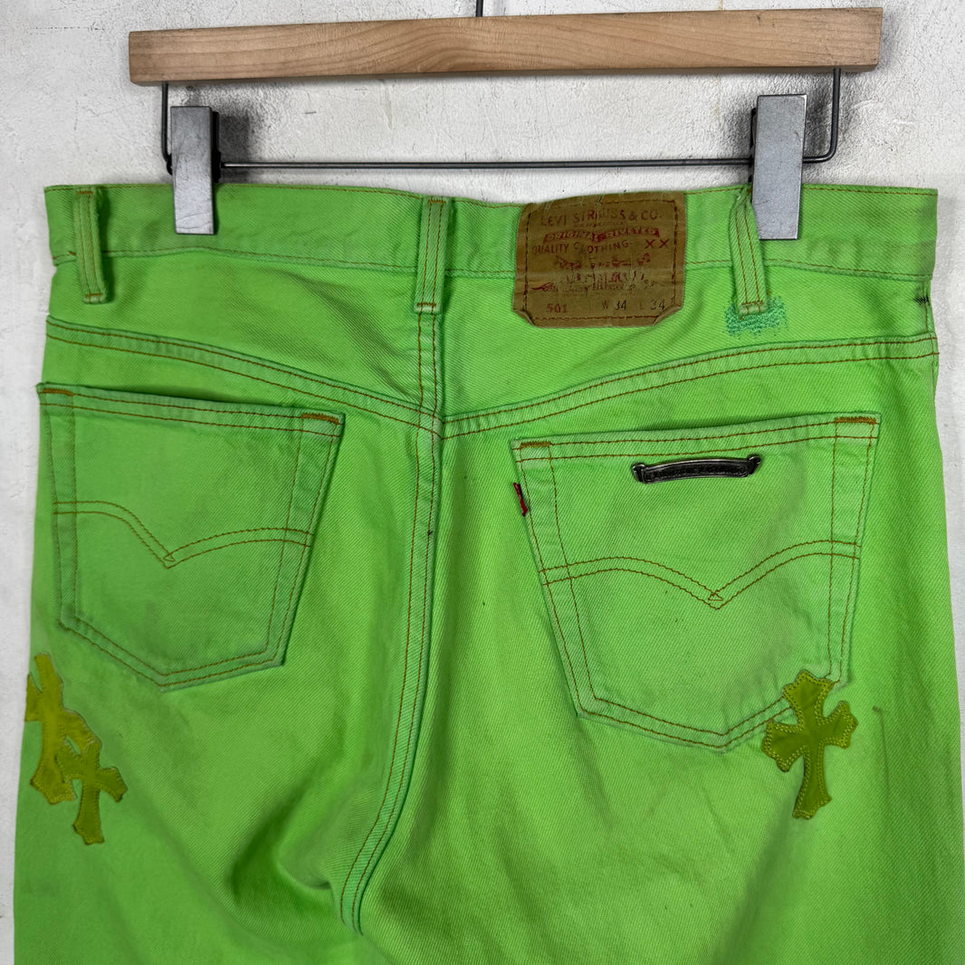 Chrome Hearts Levis Green Patch 501 Jeans