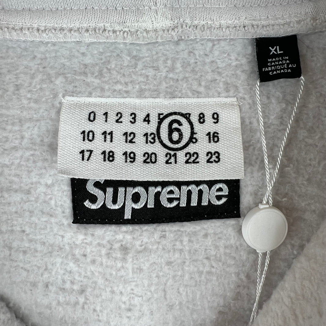 Supreme White MM6 Box Logo Zip-Up Hoodie