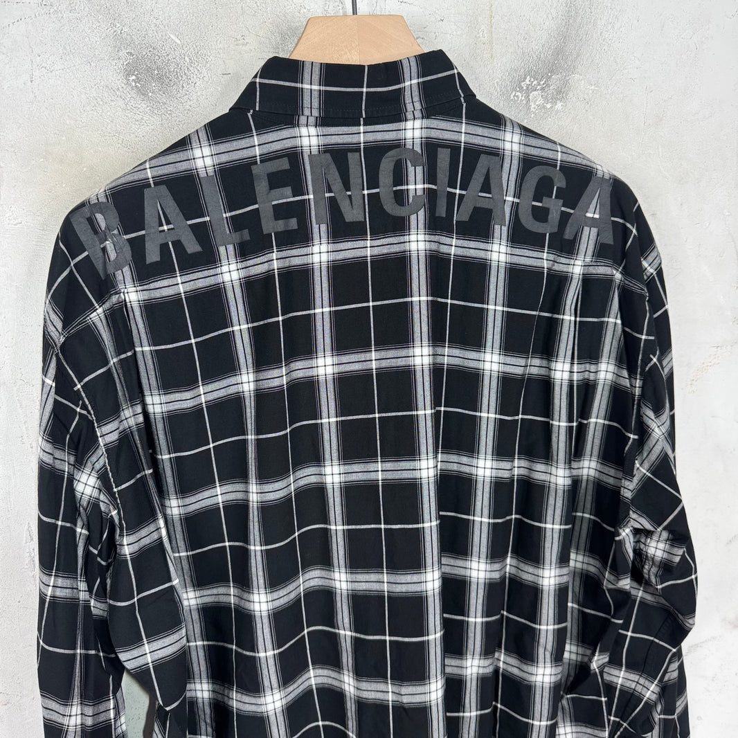 Balenciaga Viscose Plaid Logo Shirt