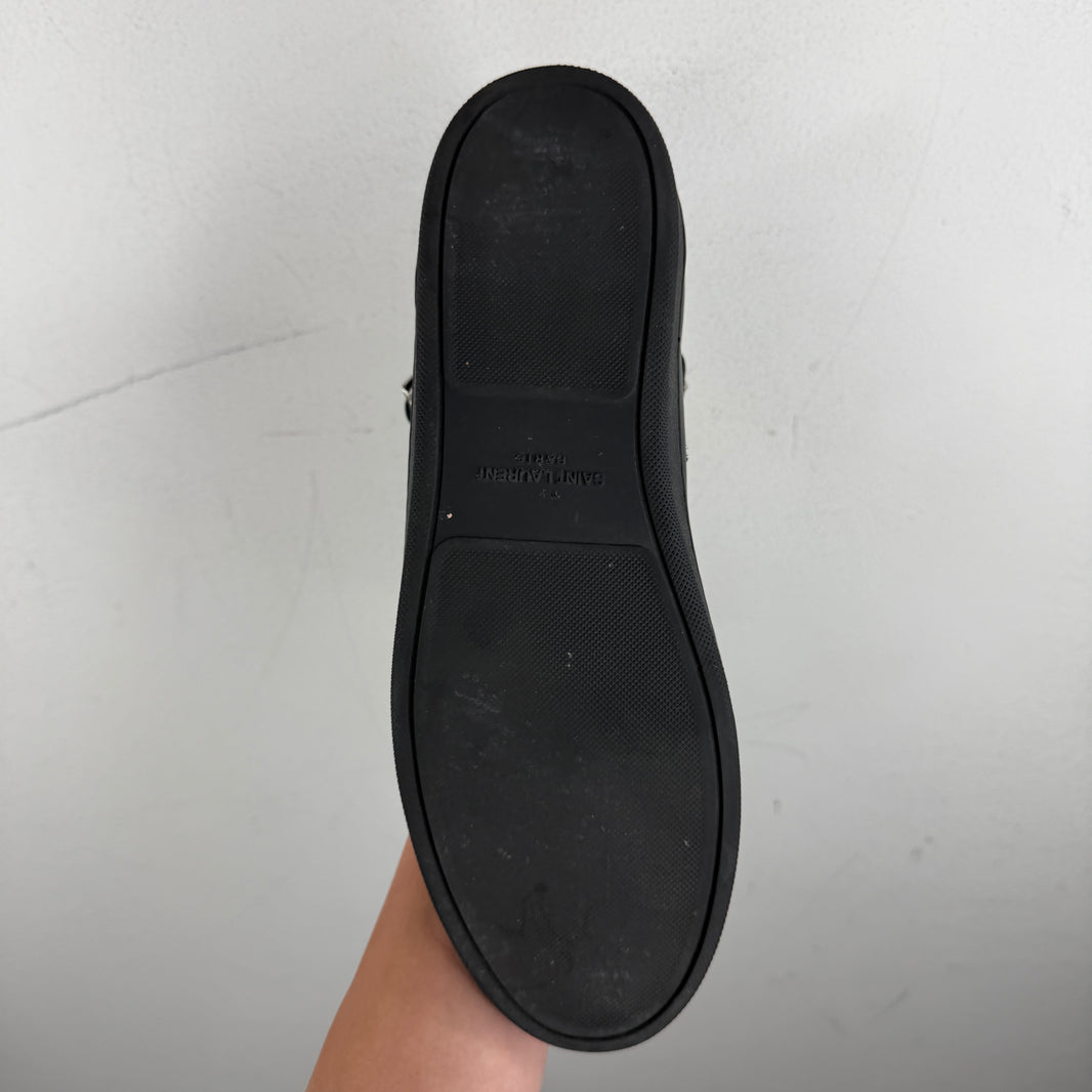 Saint Laurent Leather Studded Strapped Sneakers