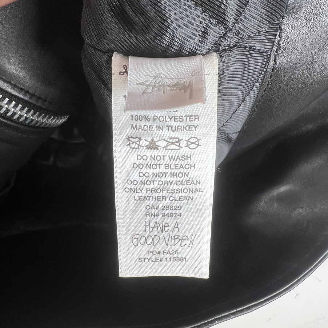 Stussy Leather S Wing Cropped Biker Jacket