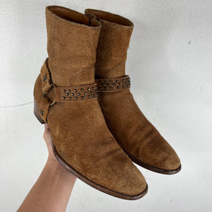 Saint Laurent Studded Suede Wyatt Boots