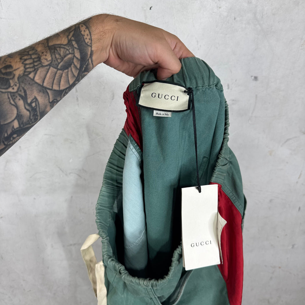Gucci Green Paneled Nylon Pants