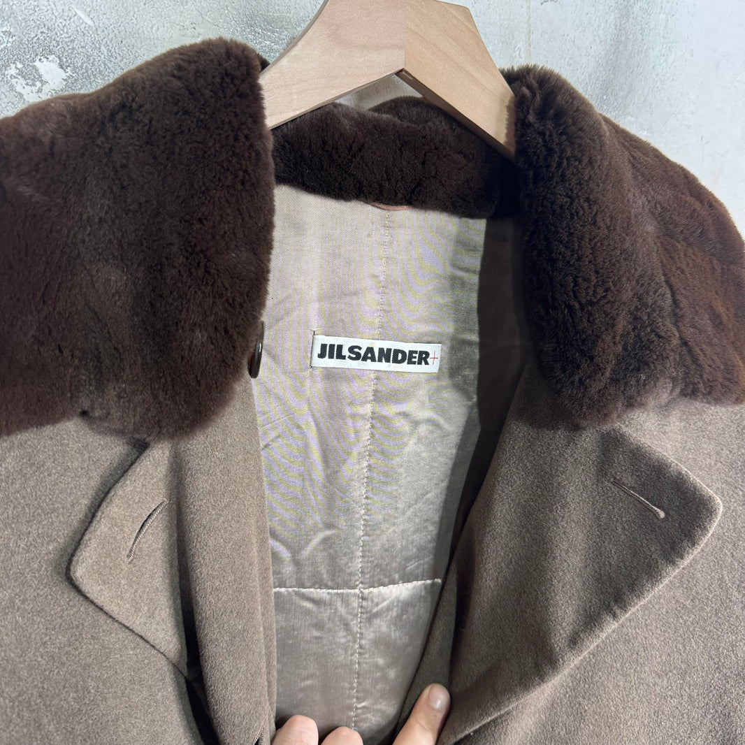 Jil Sander Wool Fur Collared Long Coat