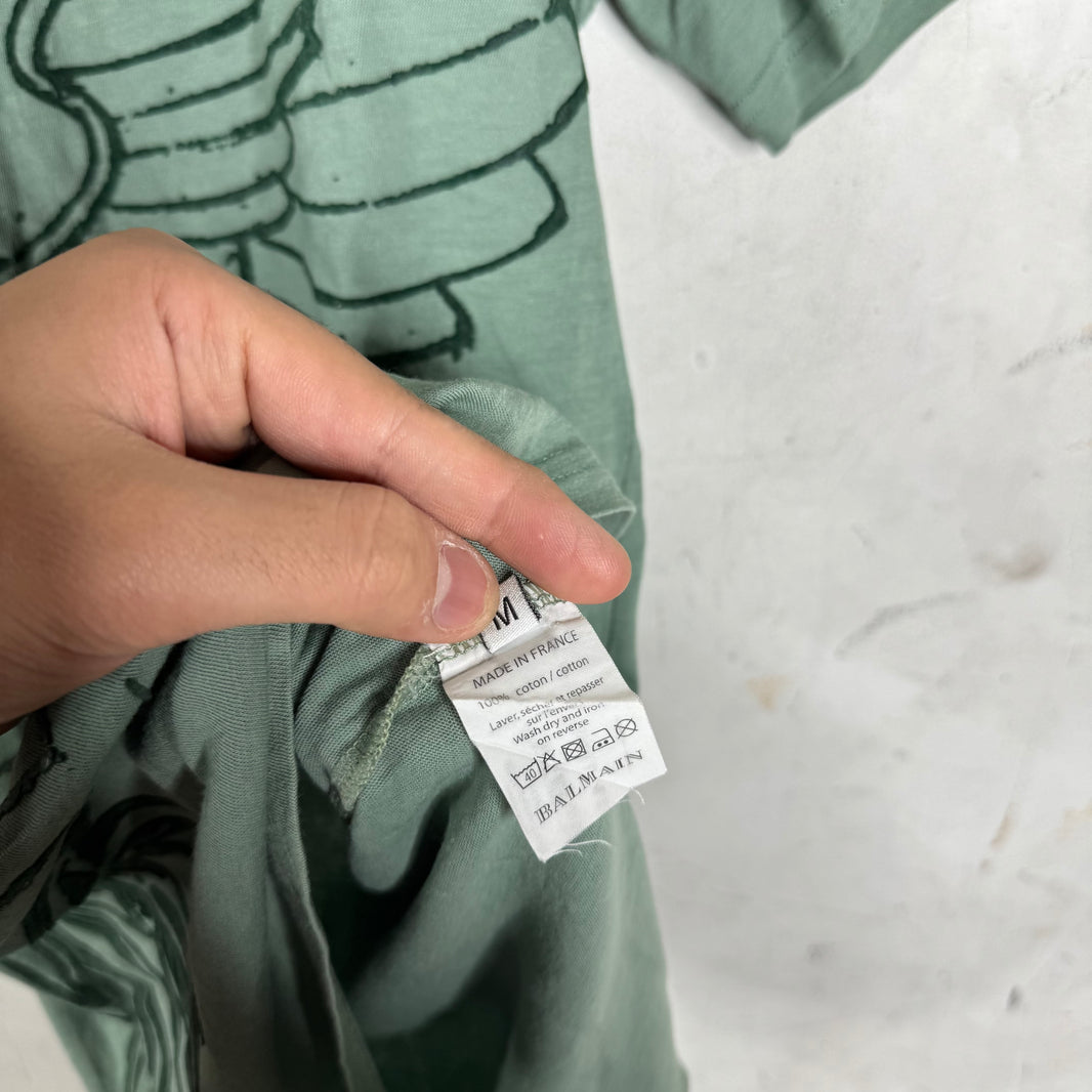 Balmain Green Eagle Crested T-Shirt