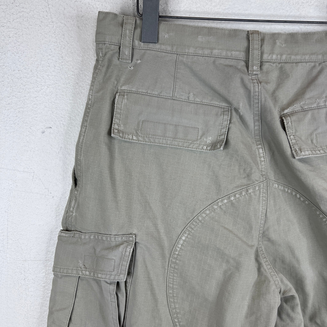 Balenciaga Beige Cropped Cargo Ripstop Long Shorts