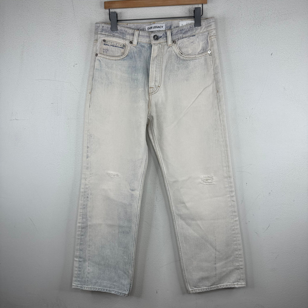 Our Legacy White Printed Third Cut Jeans