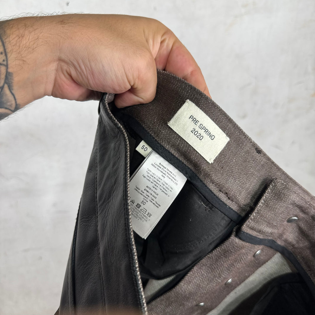 Bottega Veneta 2020 Pre-Spring Leather/Denim Split Pants