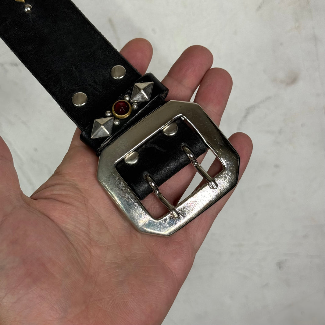 Manhatta Black Cowhide Studded Belt