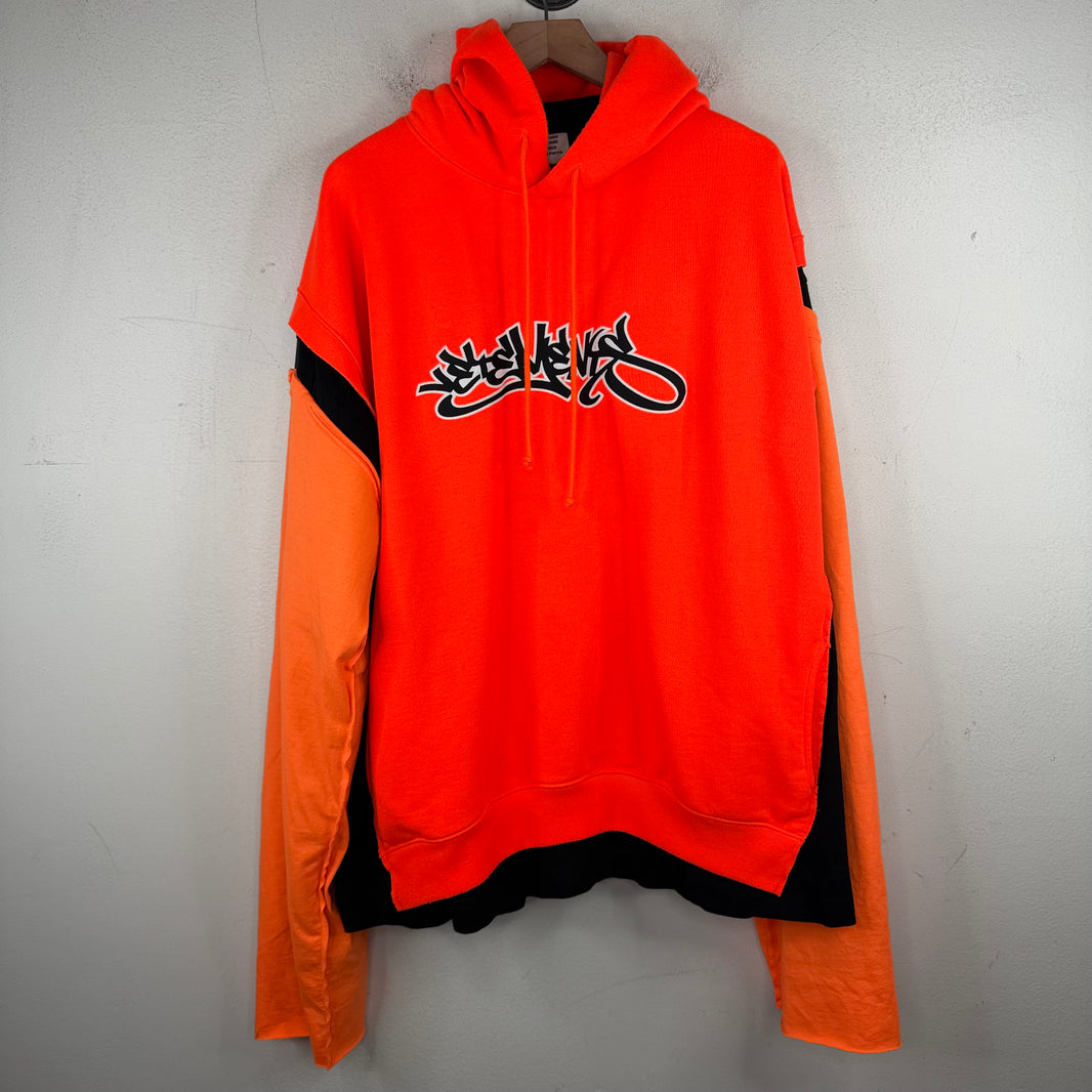 Vetements Orange Reconstructed Graffiti Hoodie