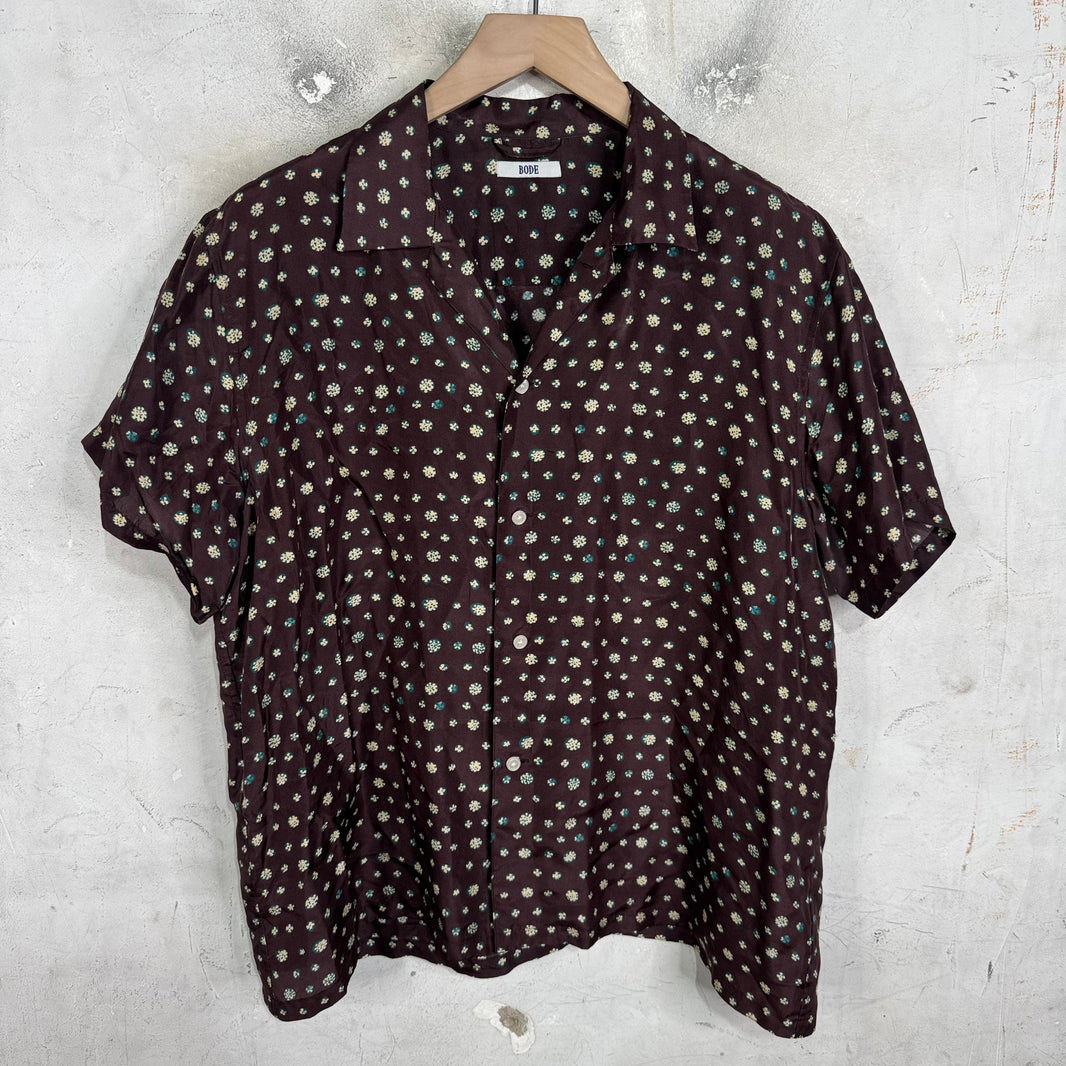 Bode Brown Silk Patterned Shirt