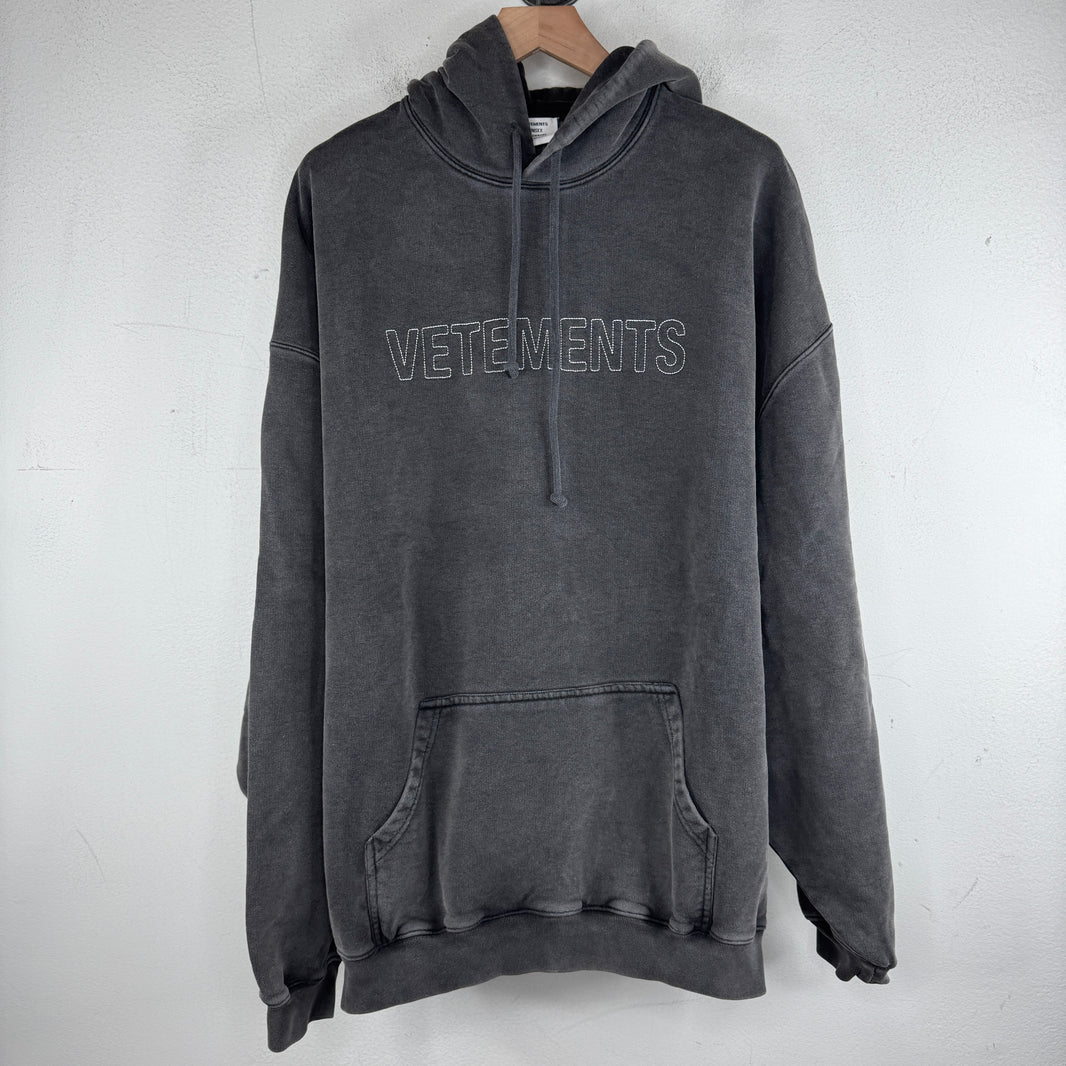Vetements Stitch Logo Charcoal Hoodie