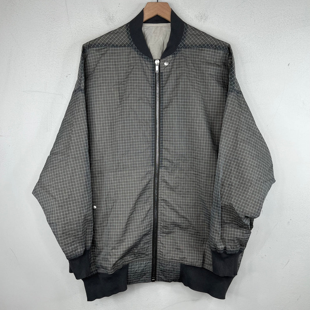 Rick Owens Gray Edfu Grid Bomber Jacket
