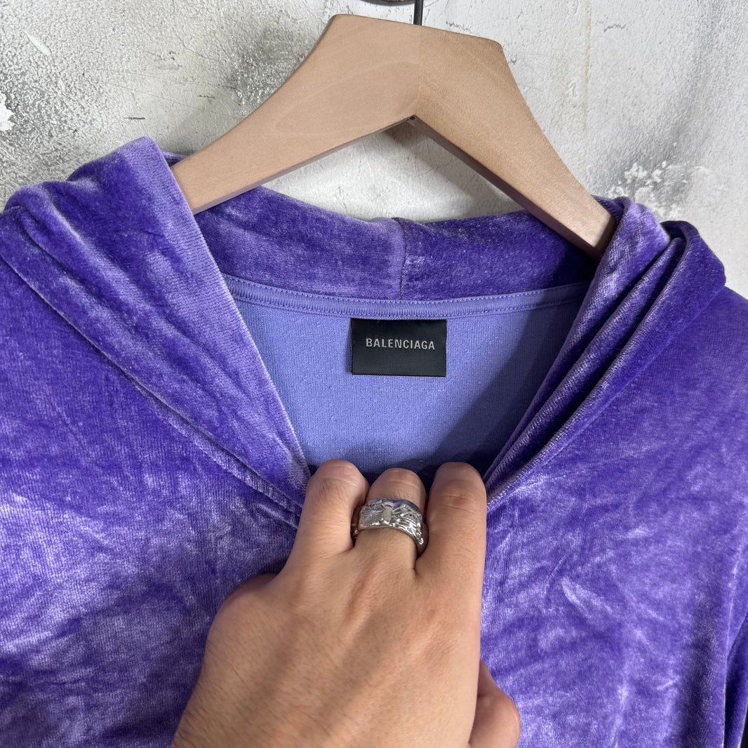 Balenciaga Purple Velour Zip Hoodie