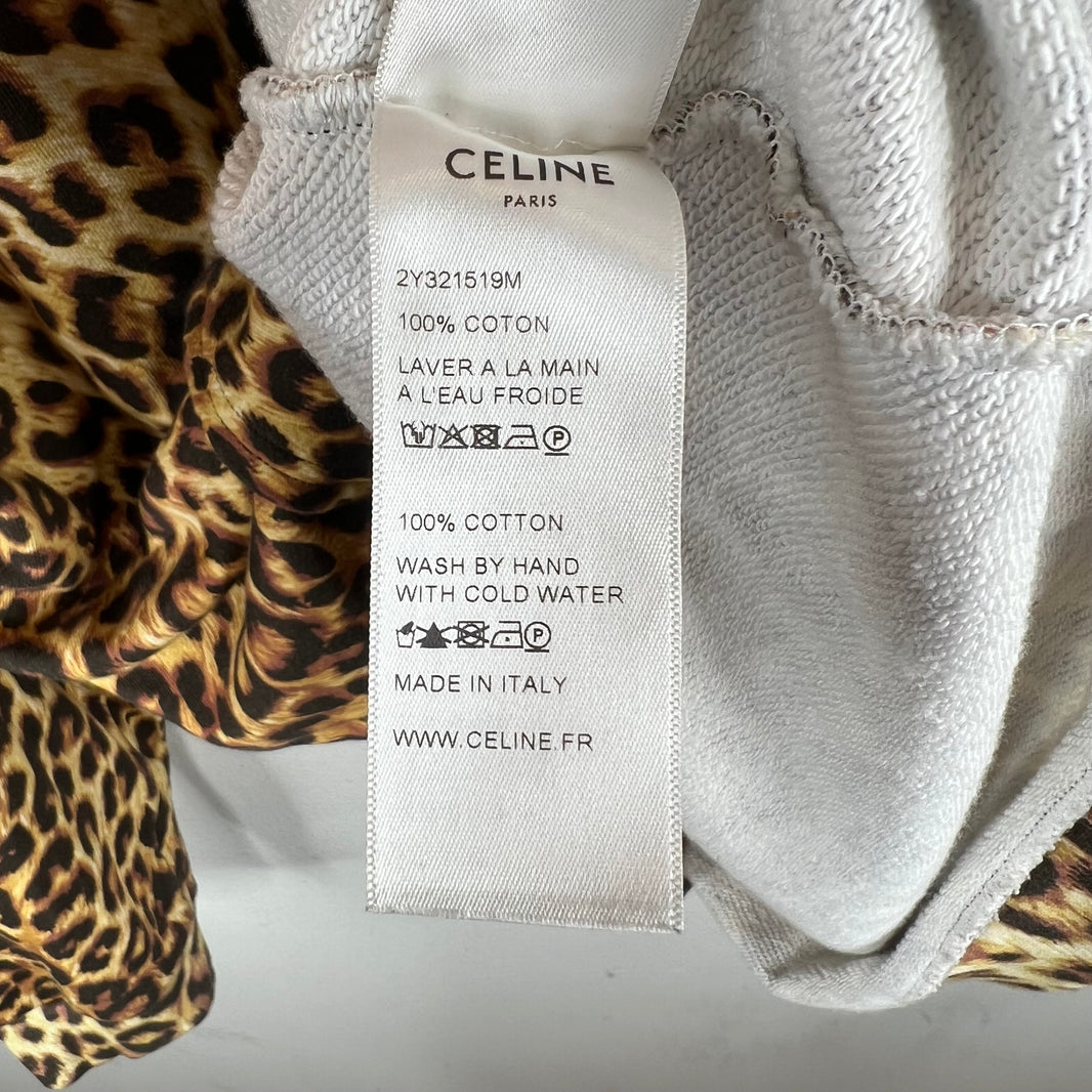 Celine Leopard Spell Out Logo Hoodie