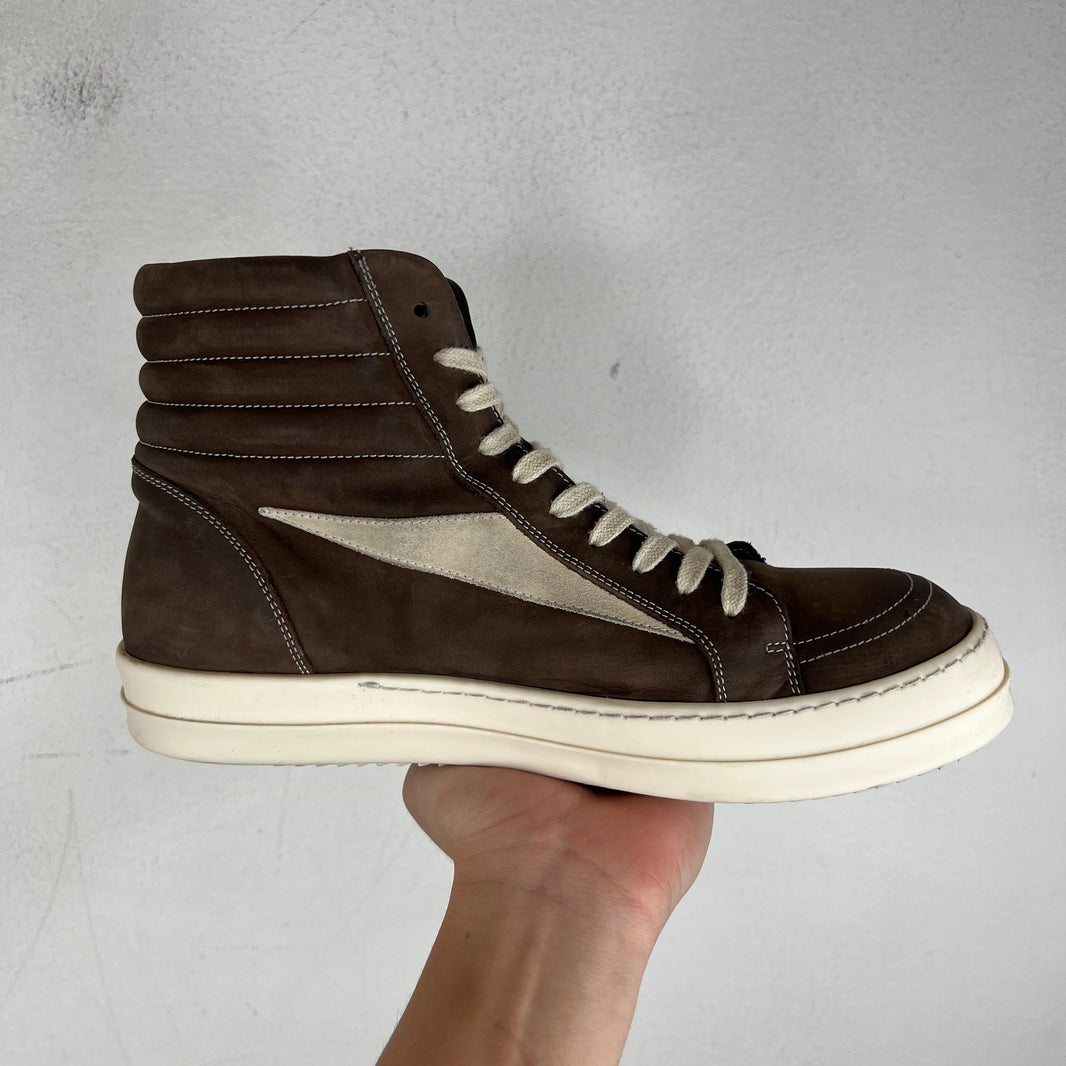 Rick Owens Brown Suede Vans High Sneakers