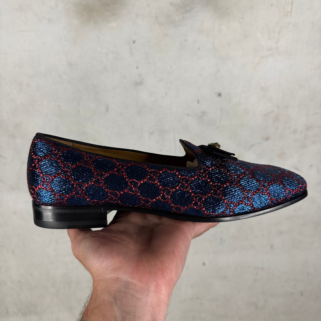Gucci Glitter Monogram Loafers