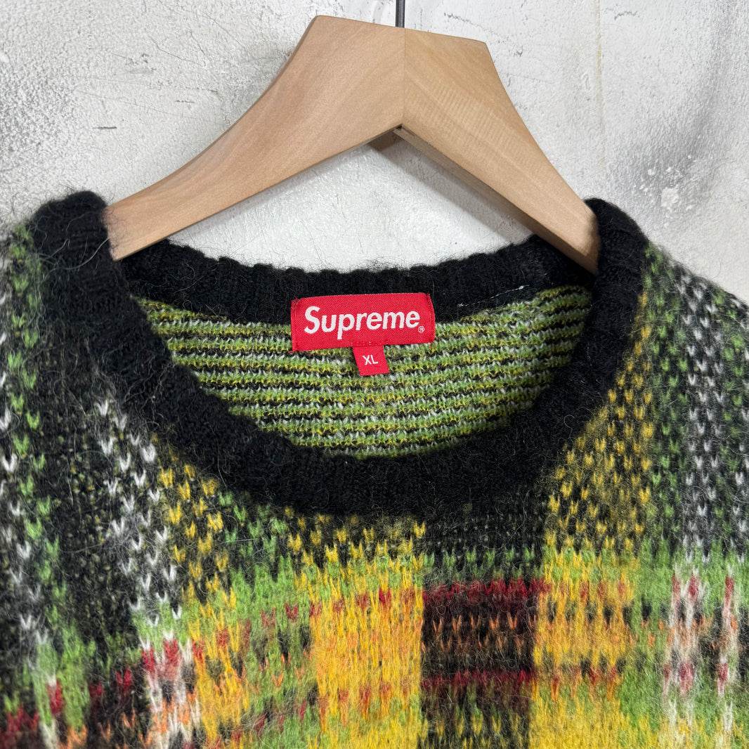 Supreme Plaid Brushed Mohair Sweater