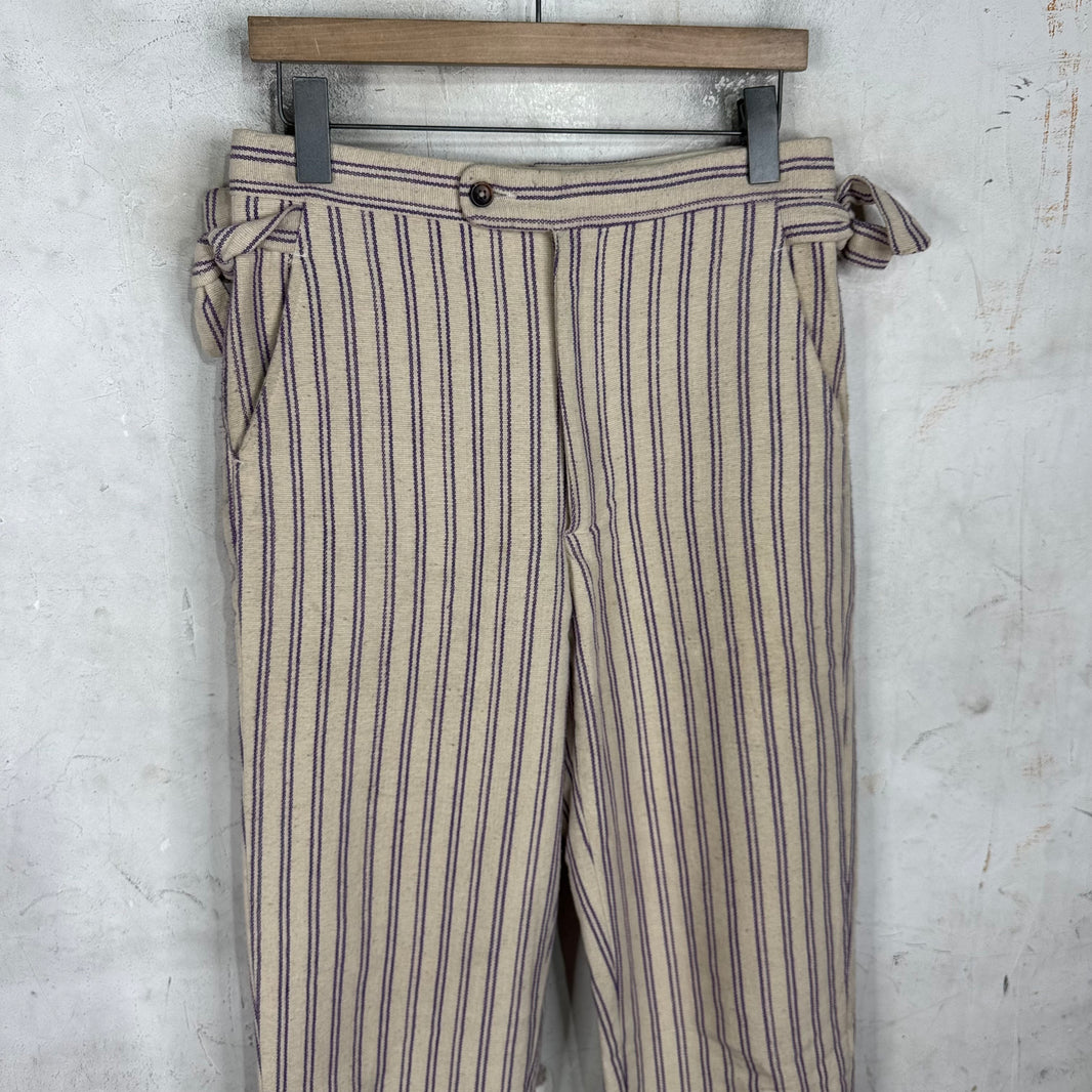 Bode Beige Purple Pinstriped Trousers