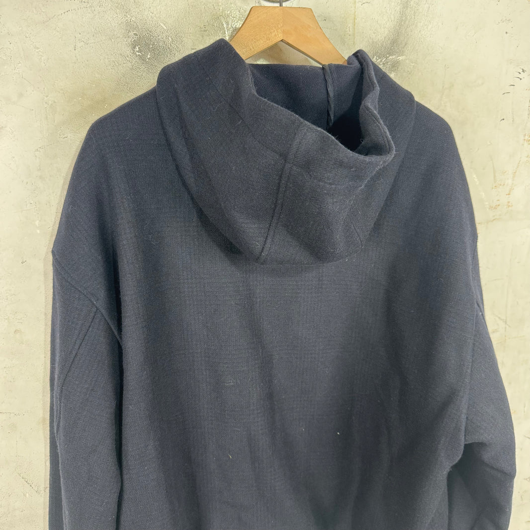 Armani Icon Oversized Cropped Wool Hooded Jacket