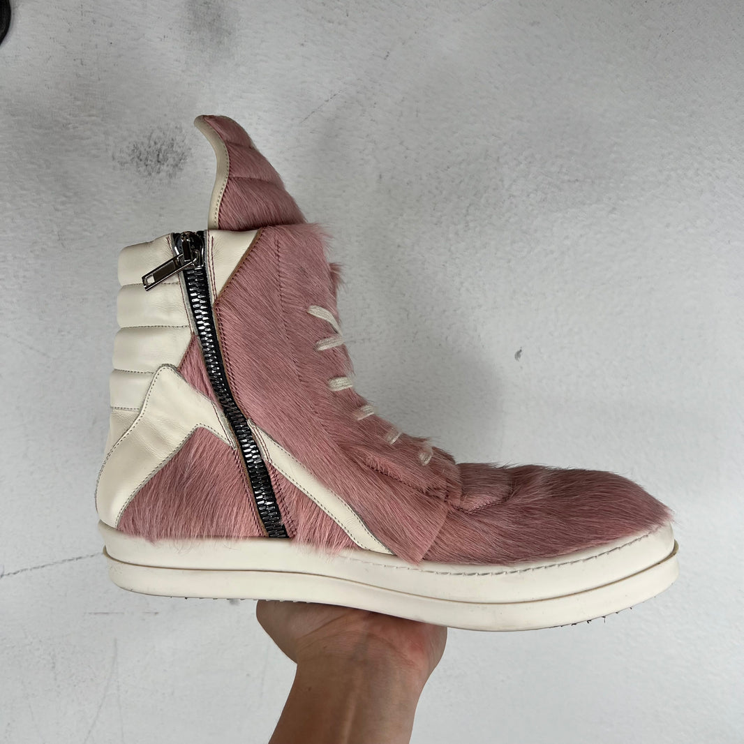 Rick Owens Pink Pony Hair Geobaskets
