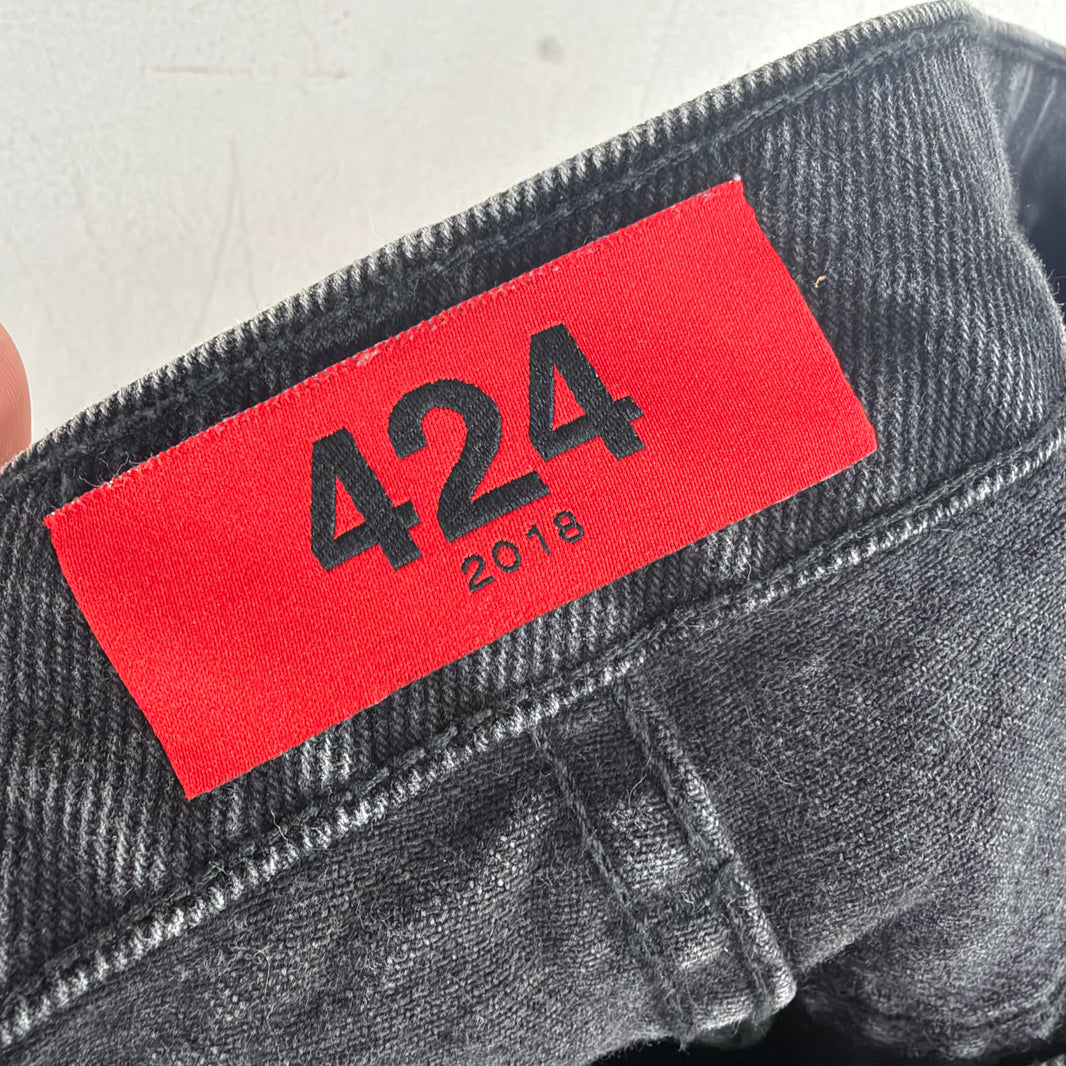 424 Red/Black Paneled Jeans