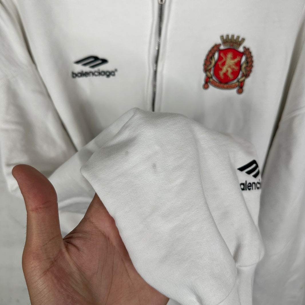 Balenciaga White Soccer Zip Hoodie