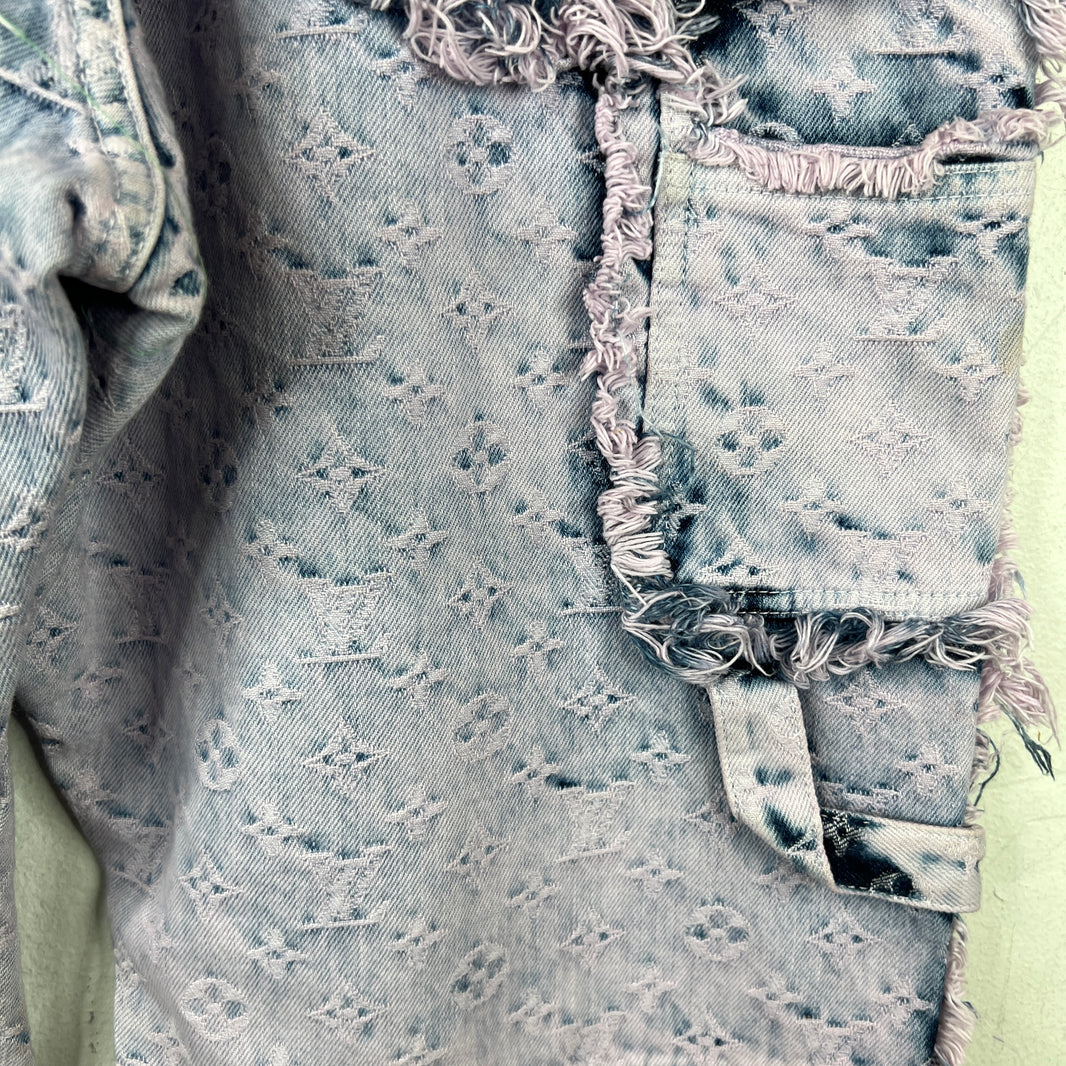 Louis Vuitton Purple Flayed Monogram Flared Carpenter Jeans