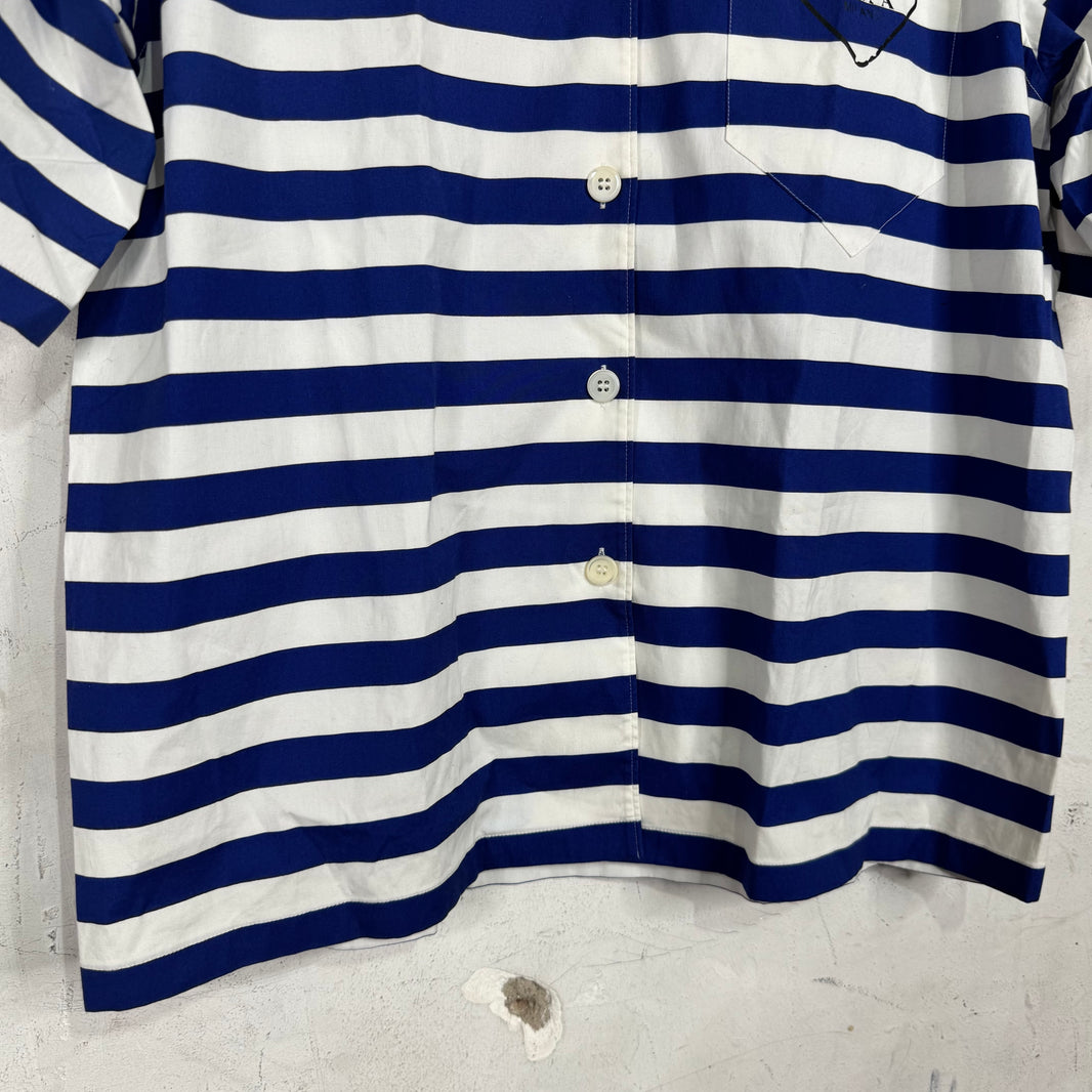 Prada Blue Striped Logo Shirt