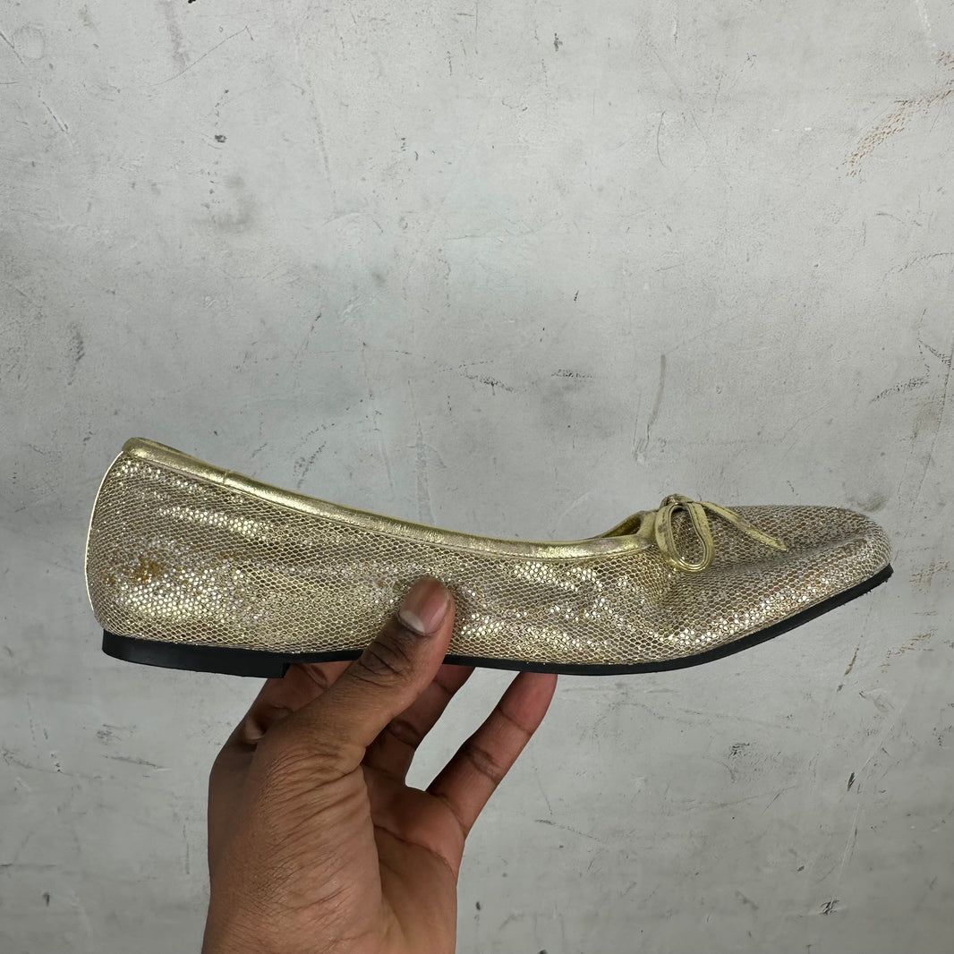 Balenciaga Gold Distressed Ballet Flat