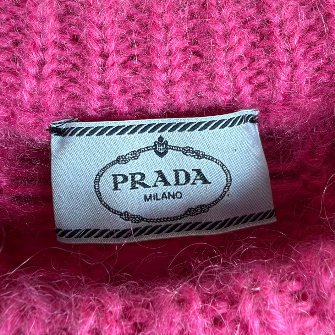 Prada Fur Shoulder Pink Knit Sweater