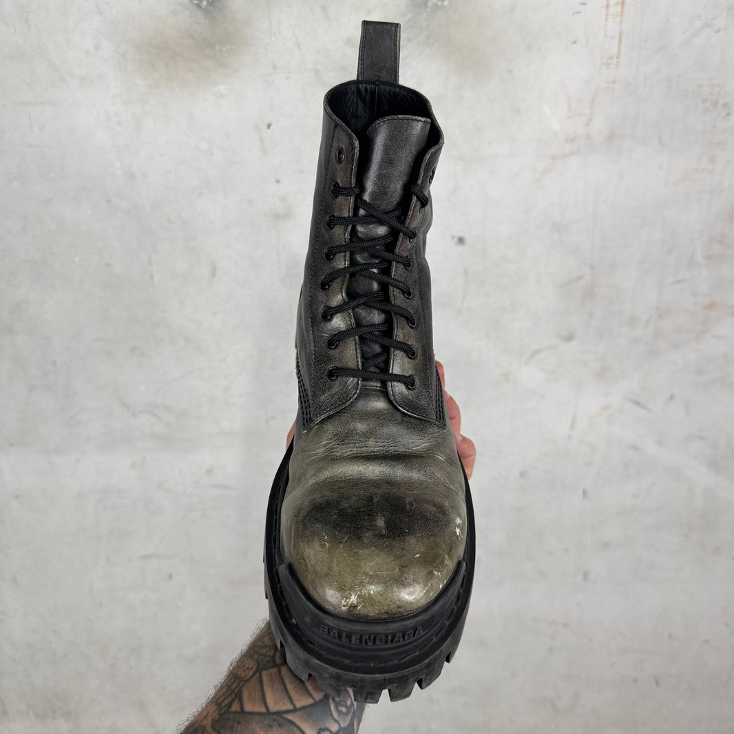 Balenciaga Distressed Leather Strike Boots