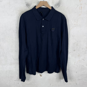 Prada Navy Badged L/S Polo