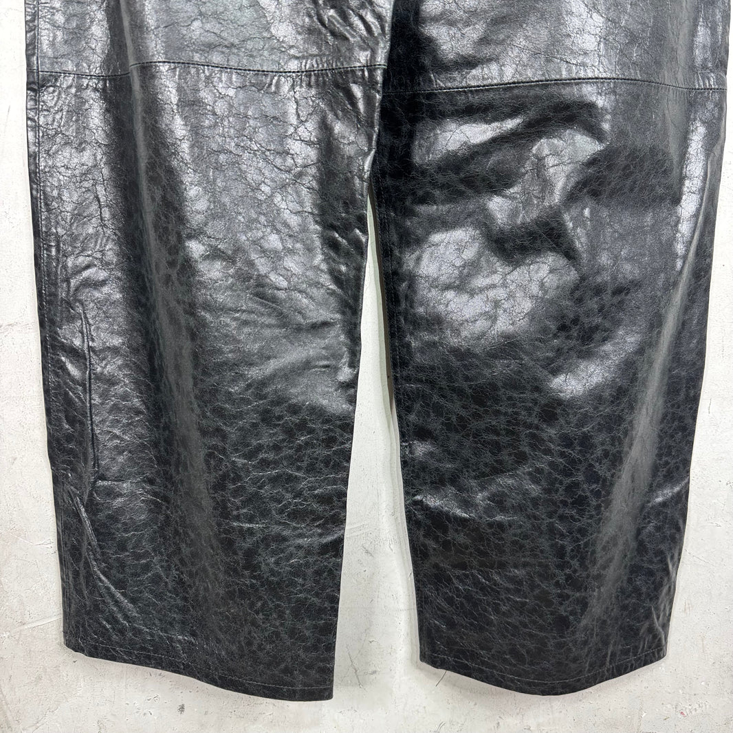 424 Paper Leather Wide Leg Pants