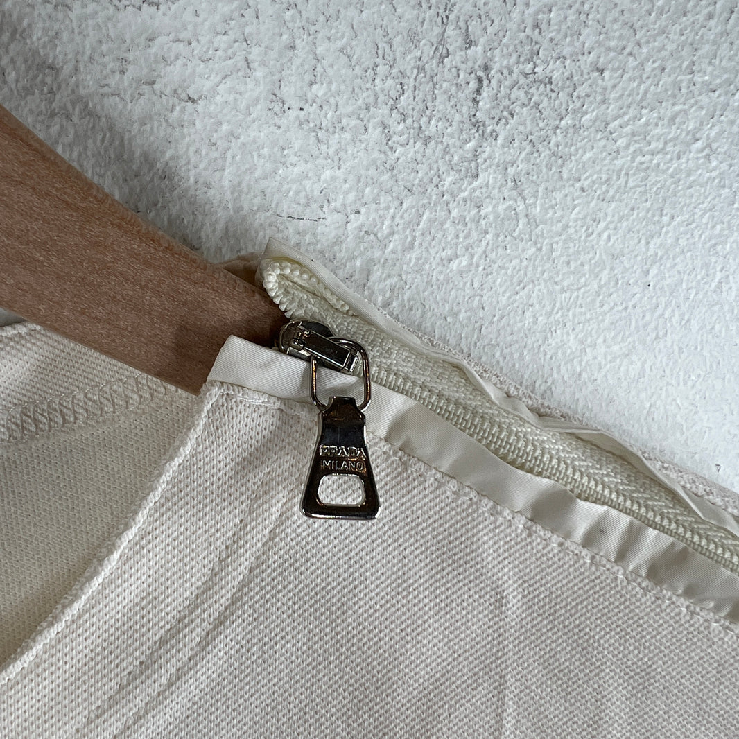 Prada White Zipper Detail T-Shirt