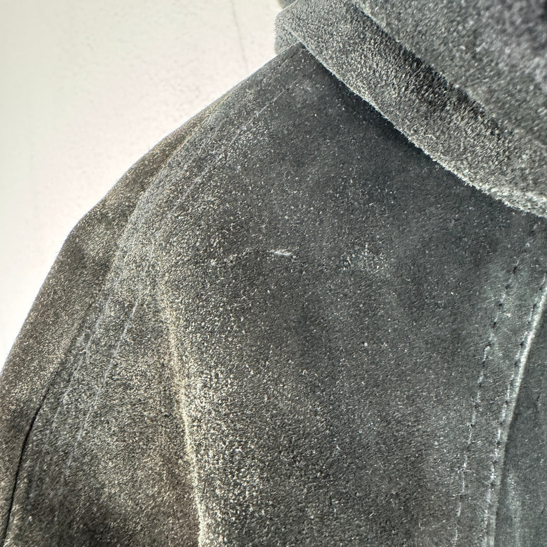 Vintage Leather/Suede Hooded Zip Jacket
