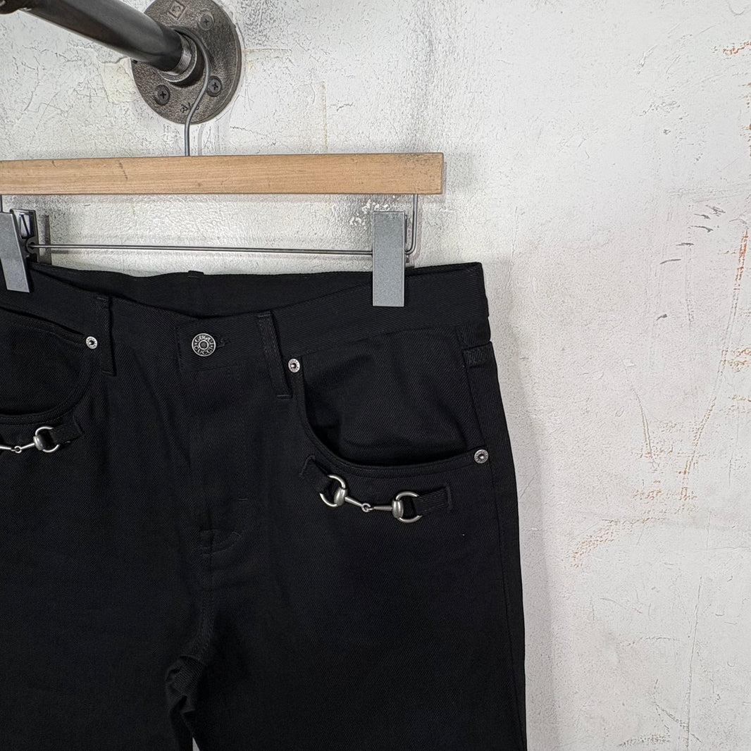 Gucci Black Raw Horsebit Jeans