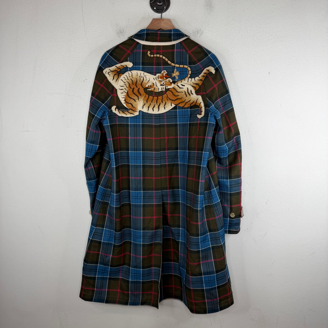Gucci Plaid Tiger Trench Coat