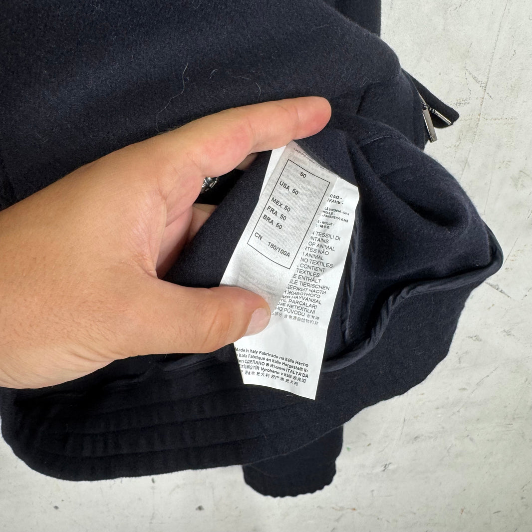 Armani Icon Oversized Cropped Wool Hooded Jacket