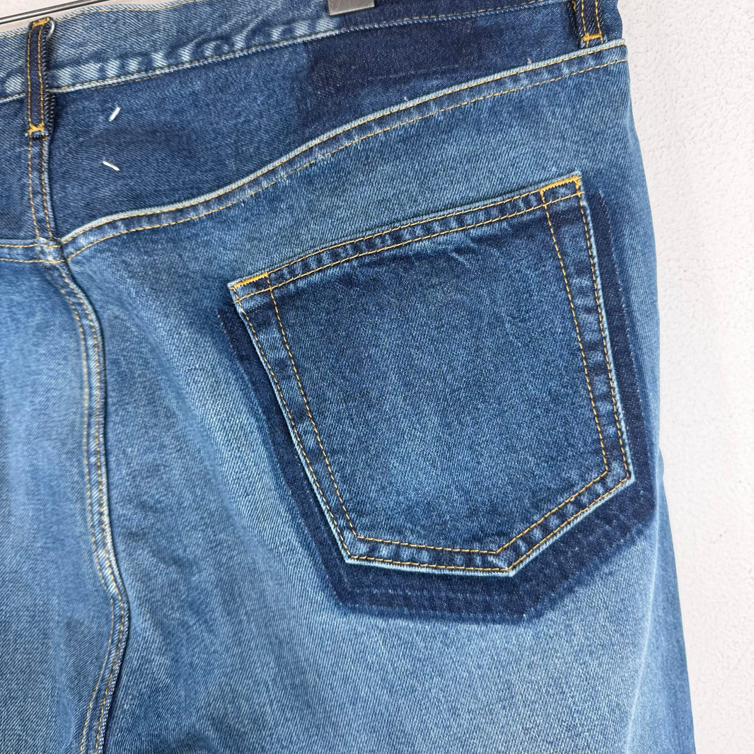Margiela Blue Two Tone Contrast Stitch Denim Jeans