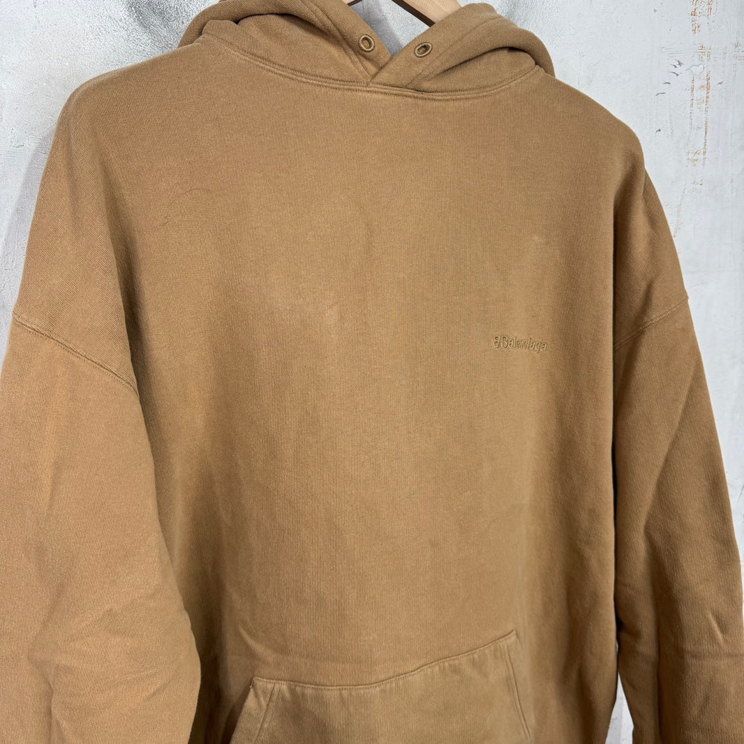 Balenciaga Embroidered Logo Brown Hoodie
