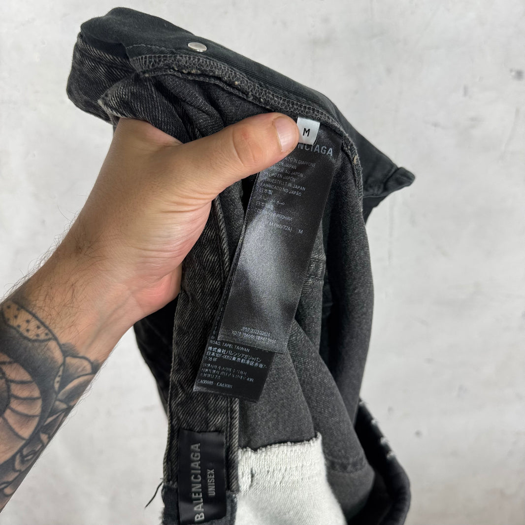Balenciaga Hybrid Sweatpant/ Denim Drawstring Pants
