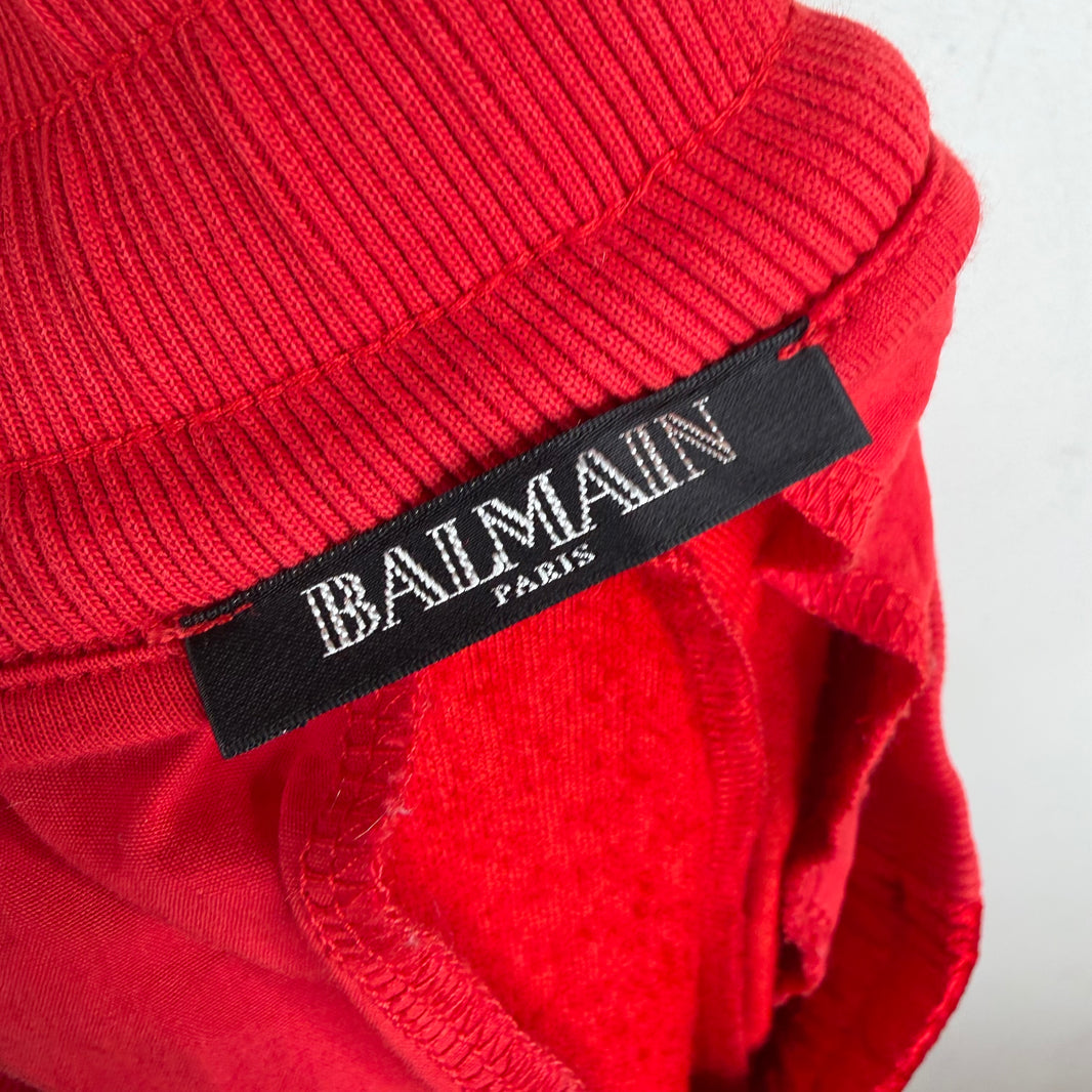 Balmain Red Velour Track Pants