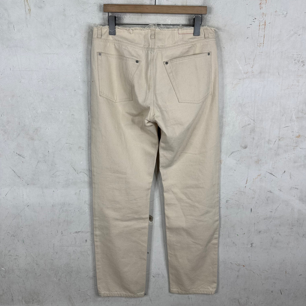 Margiela Frayed Waistband Ecru Jeans