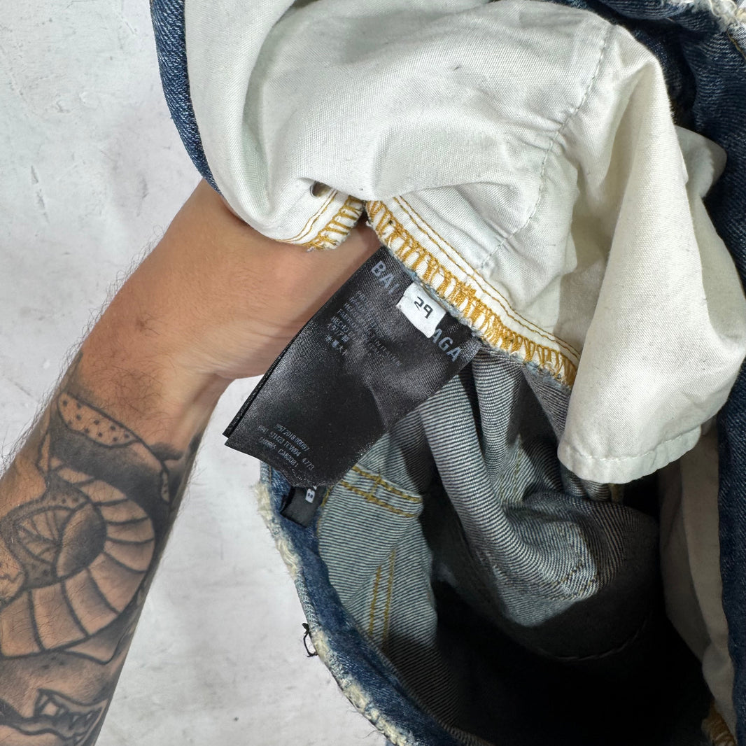Balenciaga Medium Wash Distressed Skinny Jeans