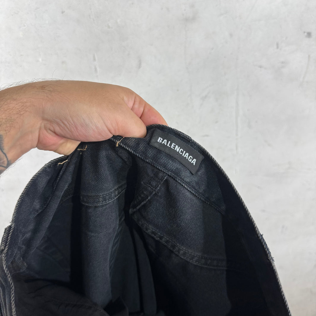 Balenciaga Sample Flared Baggy Denim Shorts