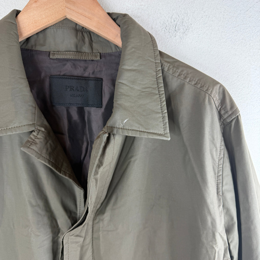 Prada Olive Green Nylon Trench Coat
