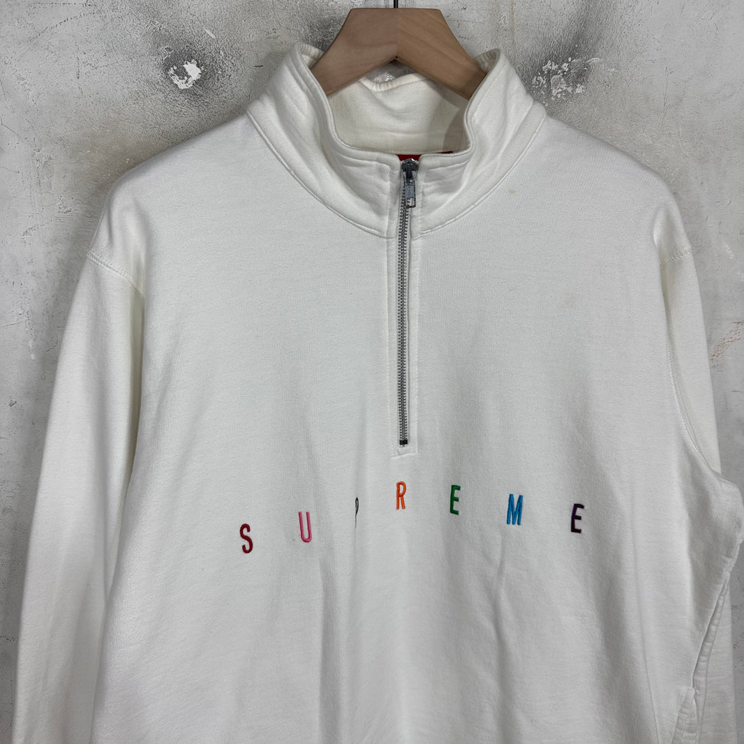 Supreme Rainbow Logo 1/4 Zip Sweatshirt