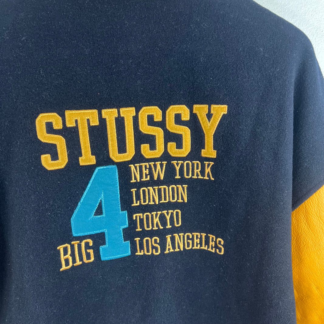 Stussy Big 4 Navy/Yellow Varsity Jacket